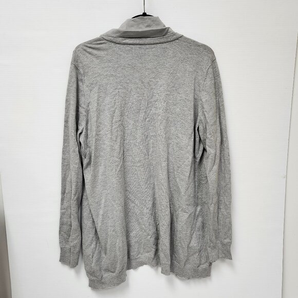Eileen Fisher Women's Silver Cotton Cardigan W/Silk Edging Size Large - Picture 3 of 9